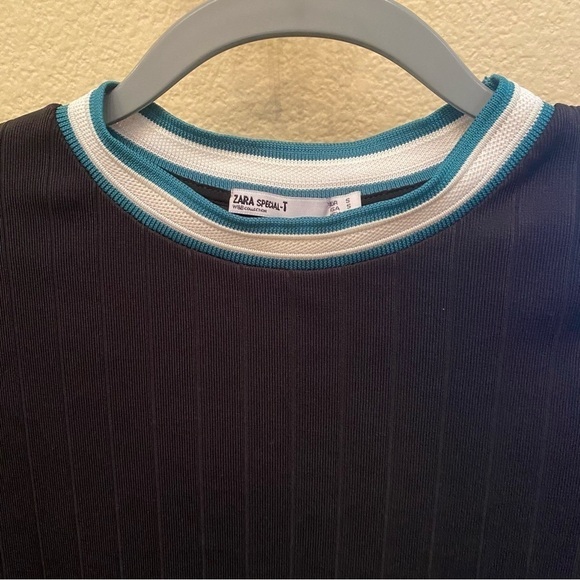 ZARA Women Green White Trim Cropped Top Size Small - Picture 3 of 7